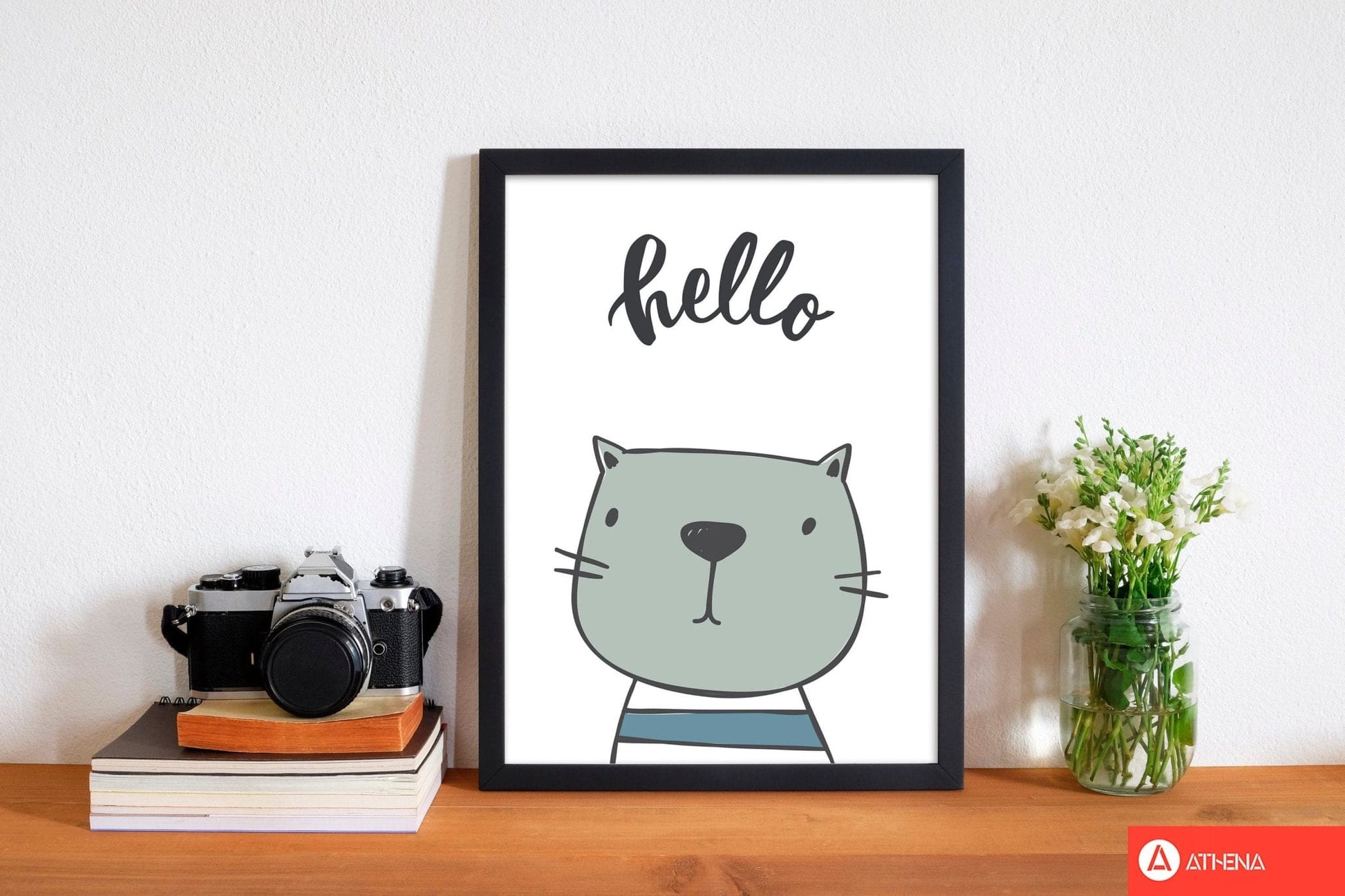 Hello cat modern fine art print