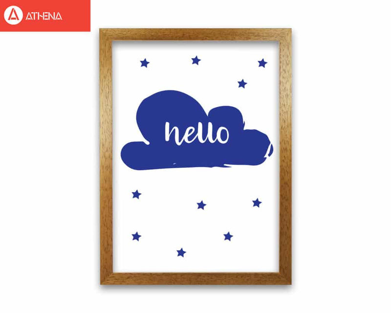 Hello cloud navy modern fine art print, framed childrens nursey wall art poster