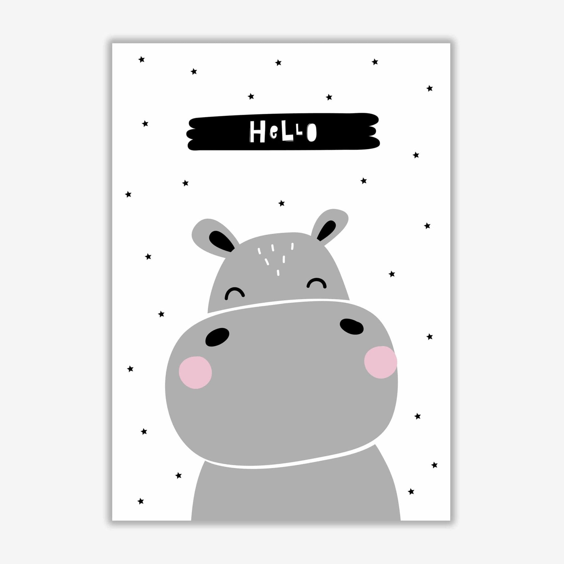 Hello hippo modern fine art print