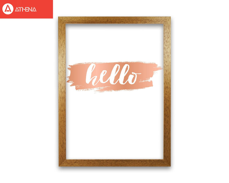 Hello rose gold modern fine art print, framed typography wall art