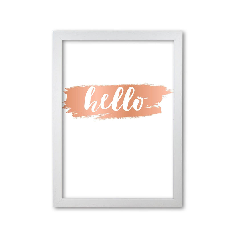 Hello rose gold modern fine art print, framed typography wall art