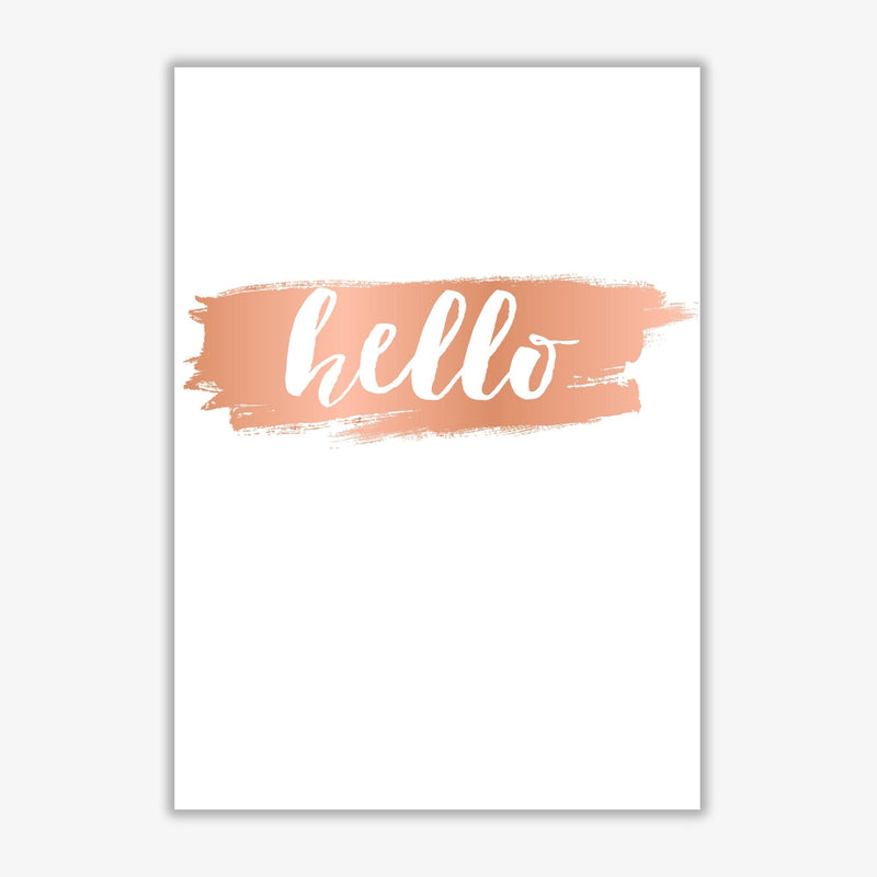 Hello rose gold modern fine art print, framed typography wall art