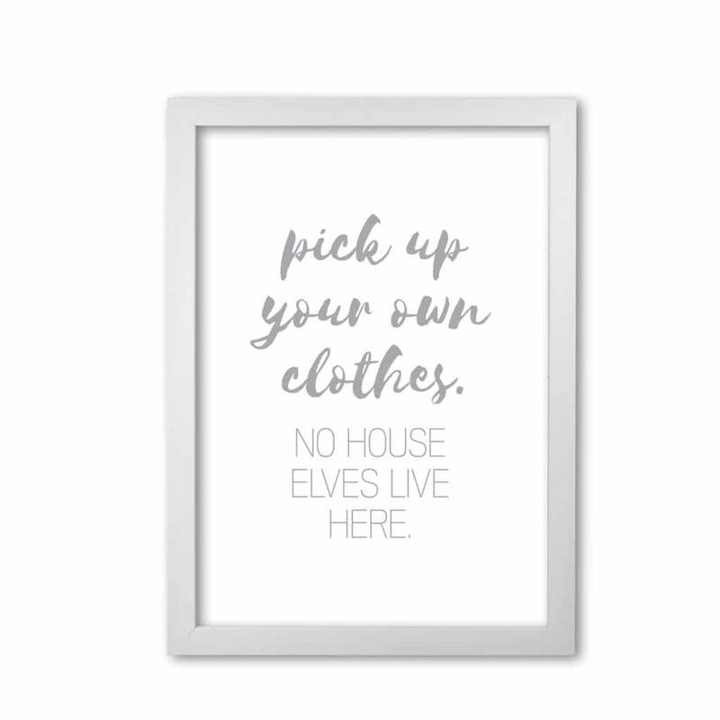 House elves grey, bathroom modern fine art print, framed typography wall art