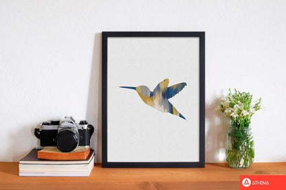 Hummingbird blue &#038; yellow i fine art print by orara studio