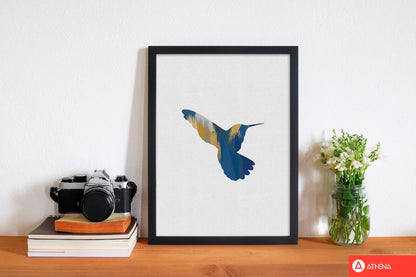 Hummingbird blue &#038; yellow ii fine art print by orara studio