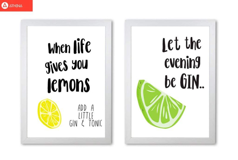 Humorous gin sayings multi set fine art kitchen typography wall art poster print | framed or print only | free shipping