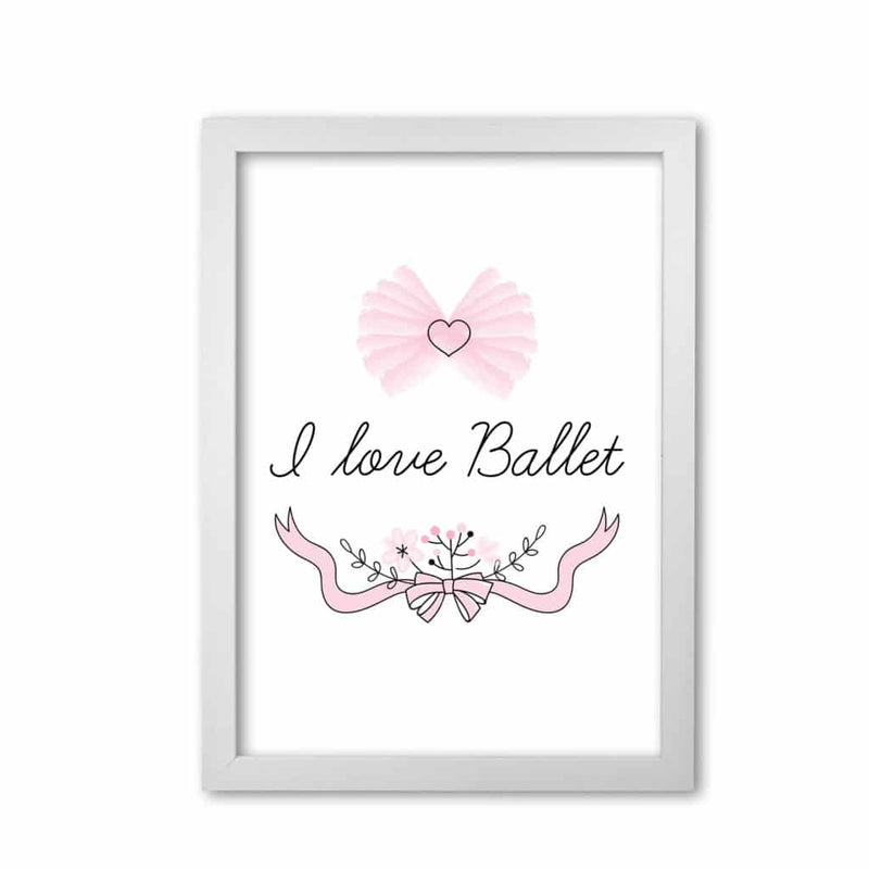 I love ballet modern fine art print, framed childrens nursey wall art poster