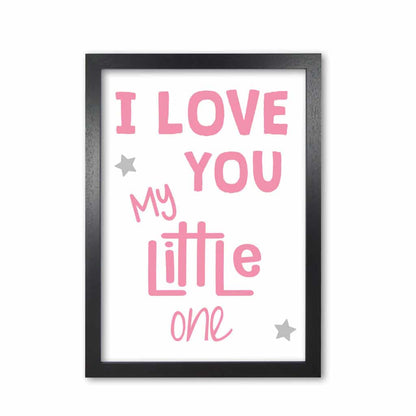 I love you little one pink modern fine art print, framed childrens nursey wall art poster
