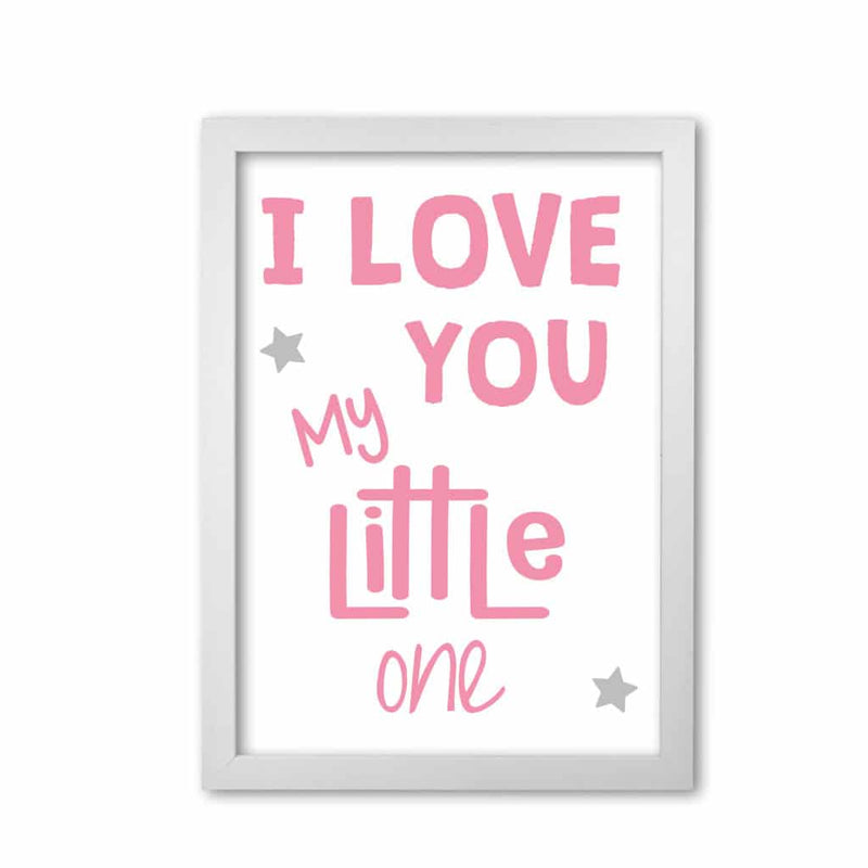 I love you little one pink modern fine art print, framed childrens nursey wall art poster