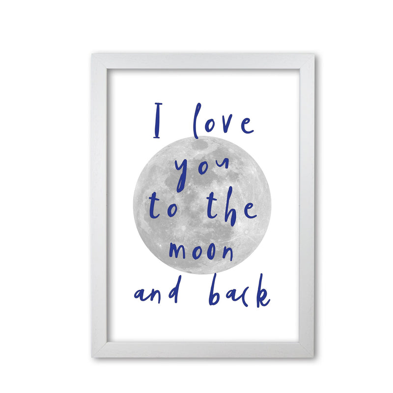 I love you to the moon and back navy modern fine art print, framed typography wall art