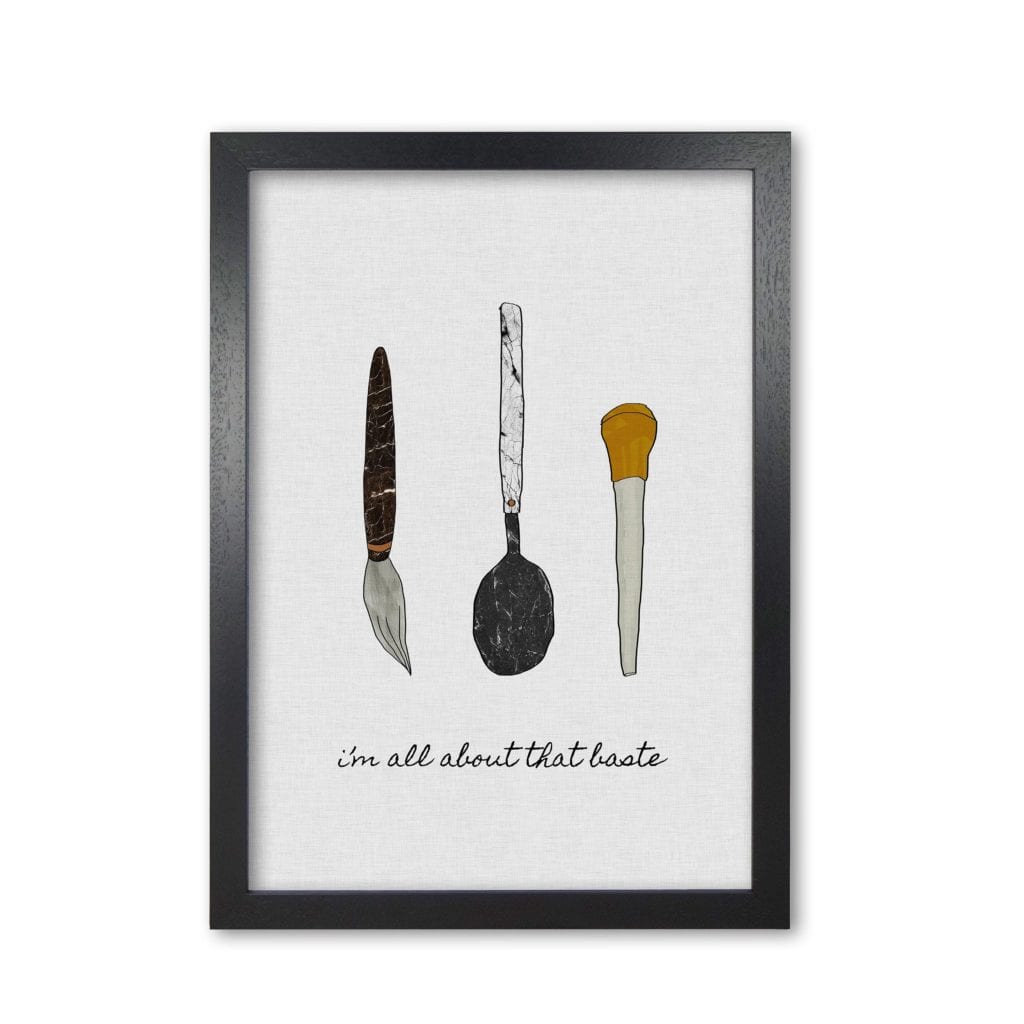 I&#39;m all about the baste fine art print by orara studio, framed kitchen wall art