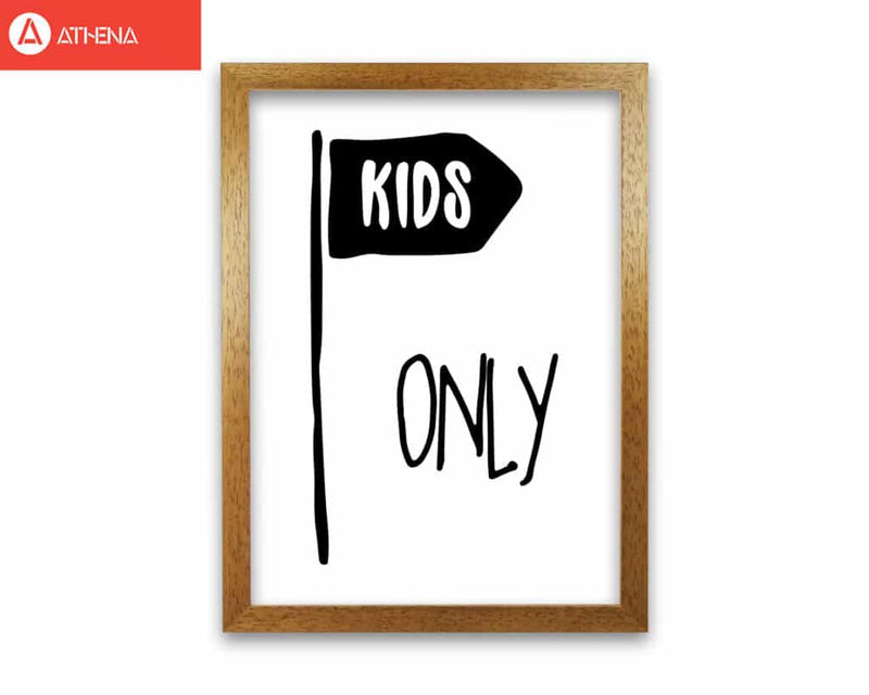 Kids only black modern fine art print, framed childrens nursey wall art poster
