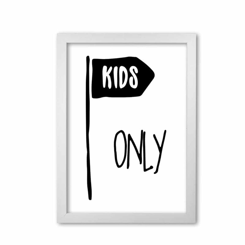 Kids only black modern fine art print, framed childrens nursey wall art poster