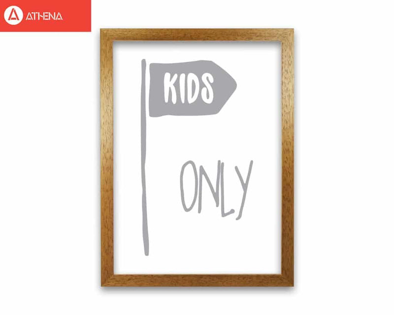 Kids only grey modern fine art print, framed childrens nursey wall art poster