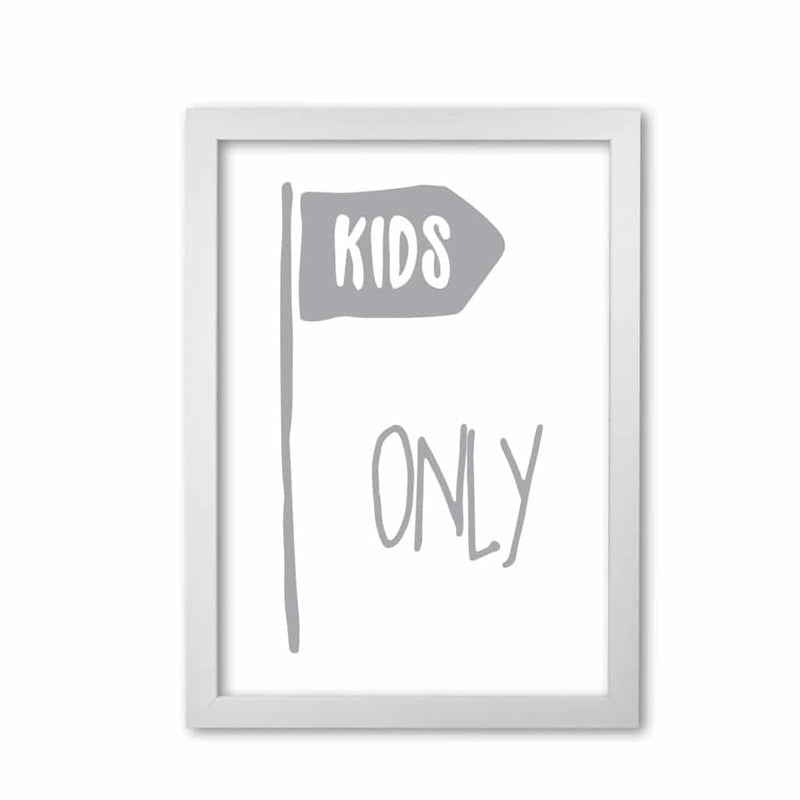Kids only grey modern fine art print, framed childrens nursey wall art poster