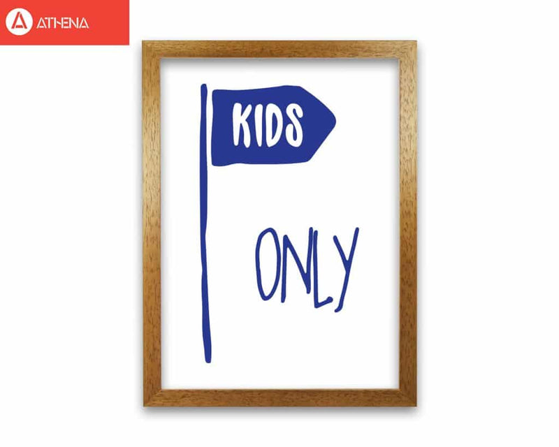 Kids only navy modern fine art print, framed childrens nursey wall art poster