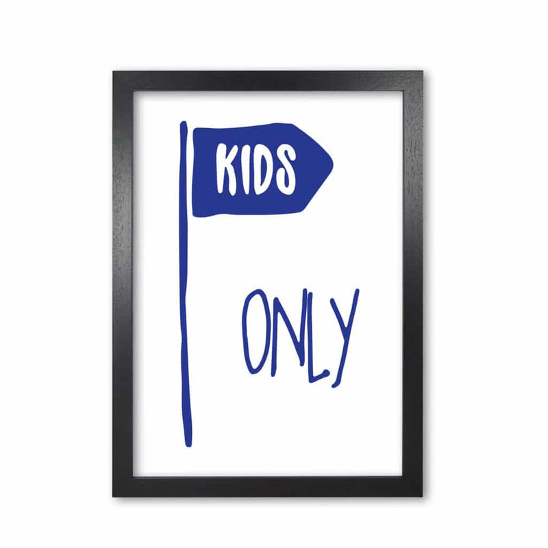 Kids only navy modern fine art print, framed childrens nursey wall art poster