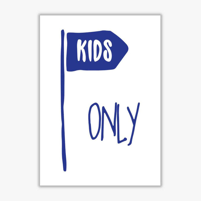 Kids only navy modern fine art print, framed childrens nursey wall art poster