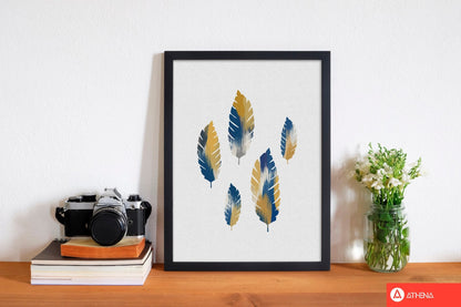 Leaves blue &#038; yellow fine art print by orara studio