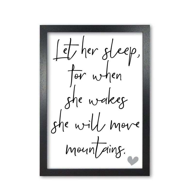 Let her sleep modern fine art print, framed typography wall art