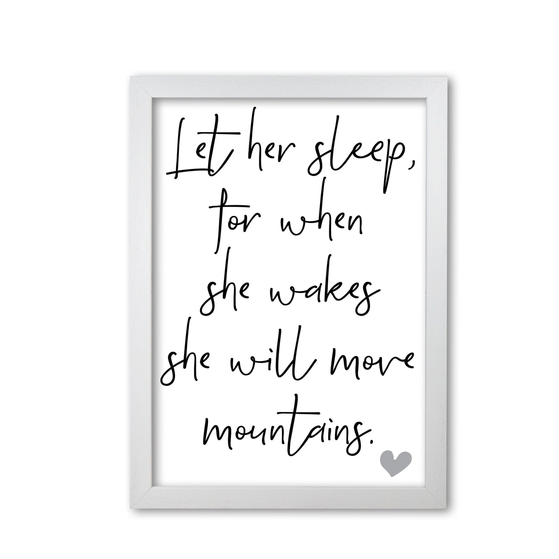 Let her sleep modern fine art print, framed typography wall art