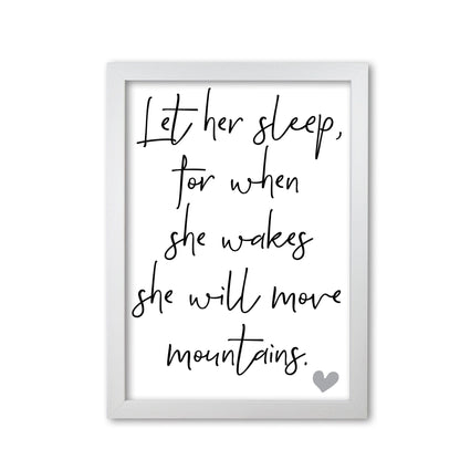 Let her sleep modern fine art print, framed typography wall art
