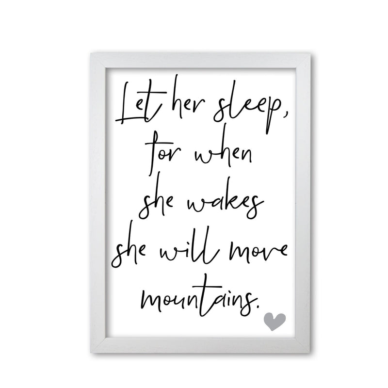 Let her sleep modern fine art print, framed typography wall art