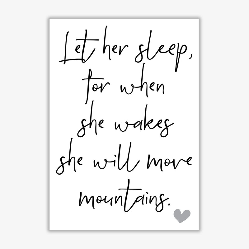 Let her sleep modern fine art print, framed typography wall art