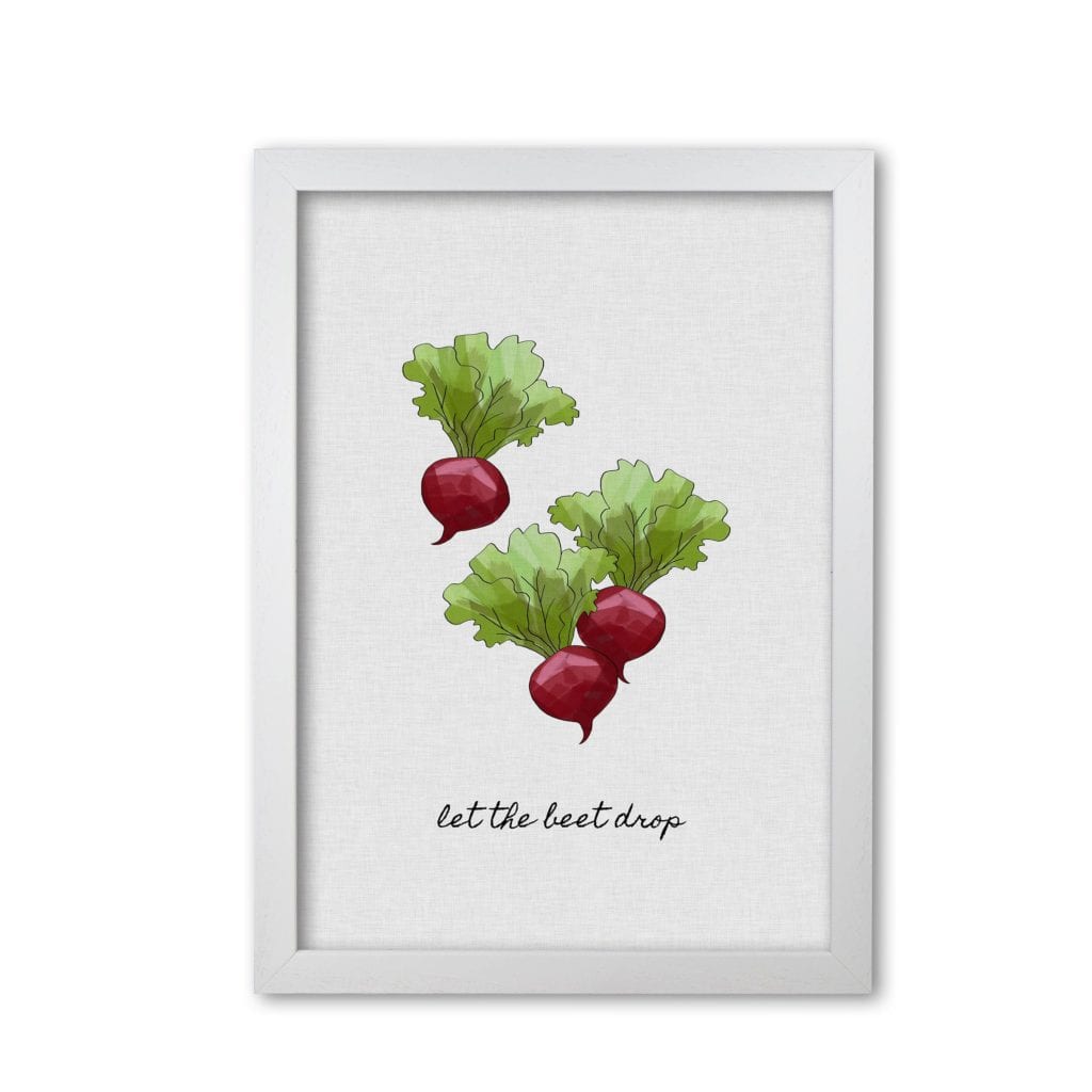 Let the beet drop fine art print by orara studio, framed kitchen wall art