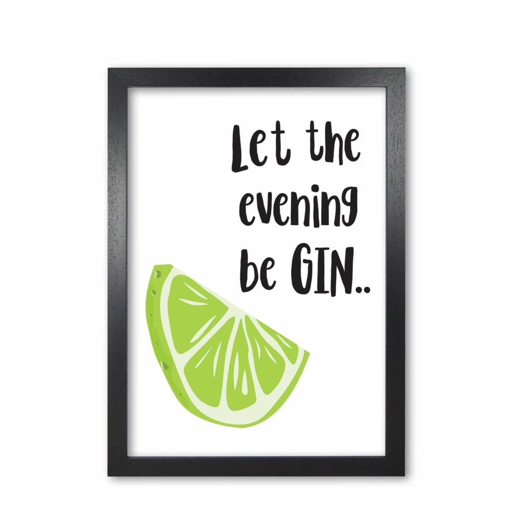 Let the evening begin modern fine art print, framed kitchen wall art