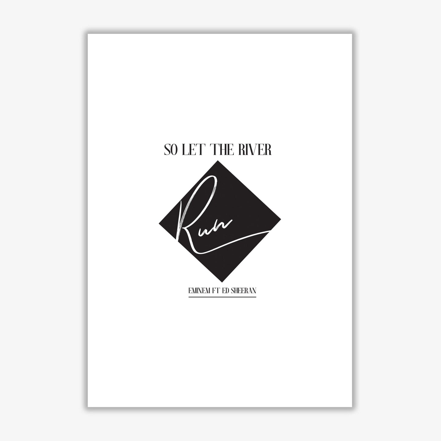 Let the river run modern fine art print, framed typography wall art