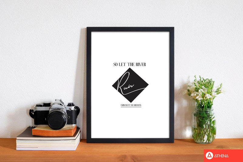 Let the river run modern fine art print, framed typography wall art