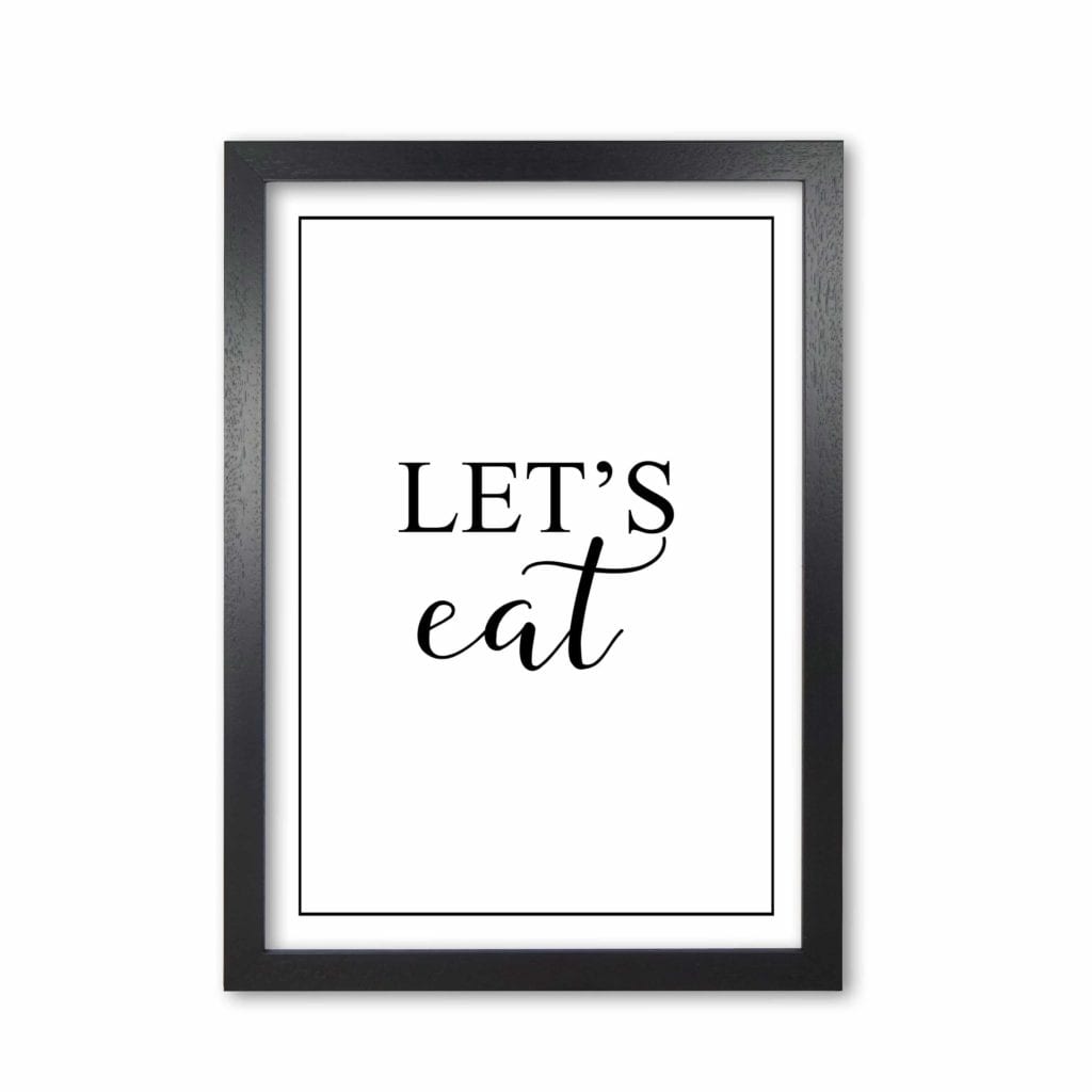 Let&#39;s eat modern fine art print, framed kitchen wall art