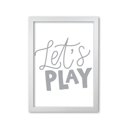 Let&#39;s play grey modern fine art print, framed typography wall art