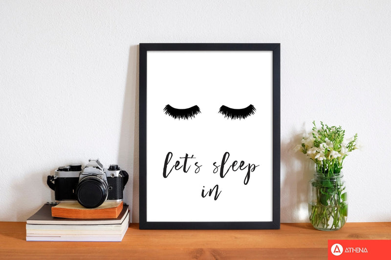 Lets sleep in lashes modern fine art print, framed typography wall art