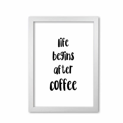 Life begins after coffee modern fine art print, framed kitchen wall art