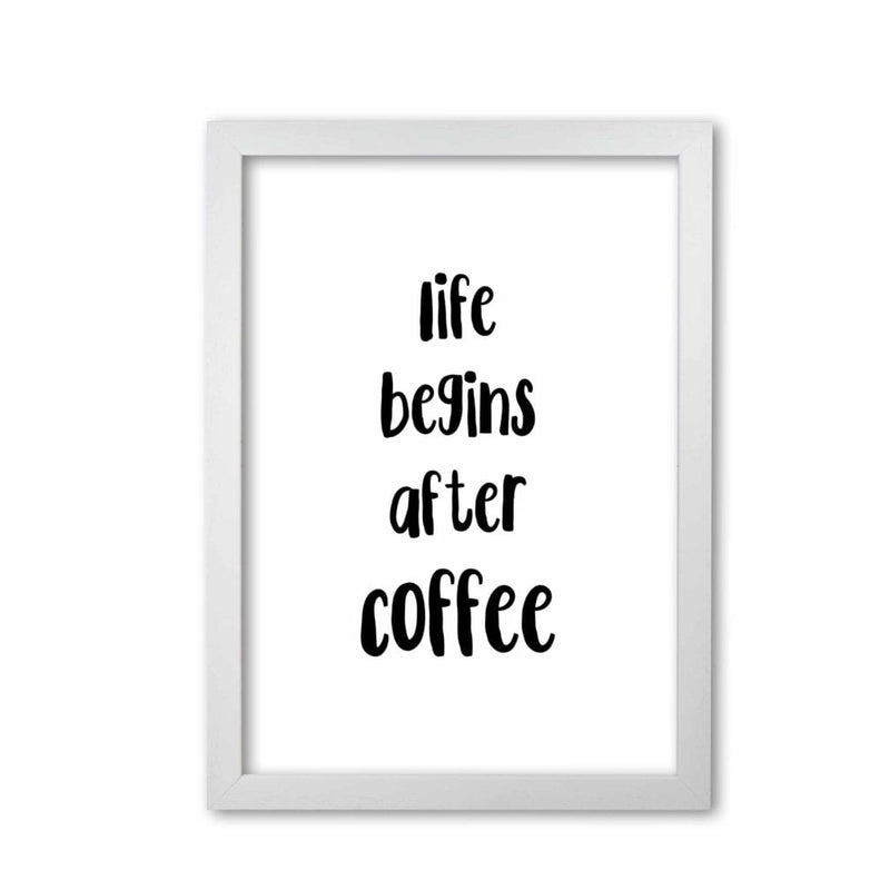 Life begins after coffee modern fine art print, framed kitchen wall art