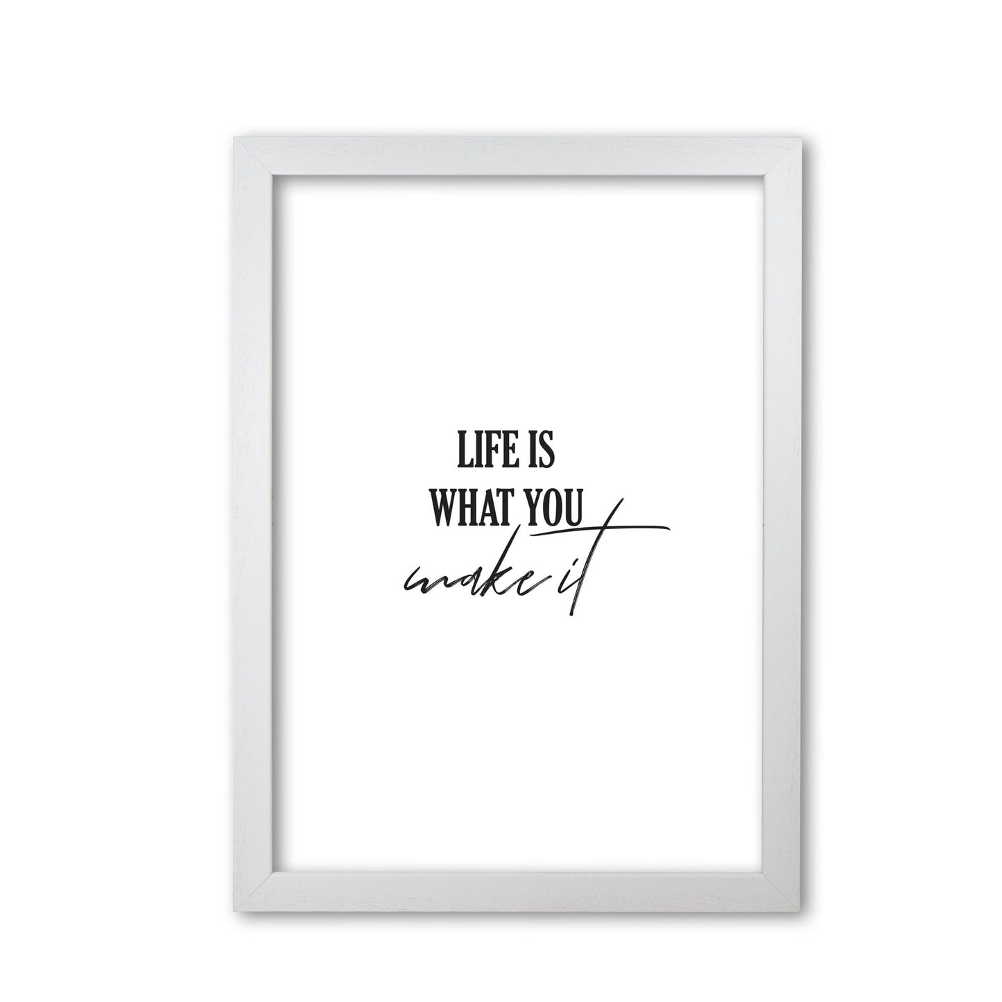 Life is what you make it modern fine art print, framed typography wall art