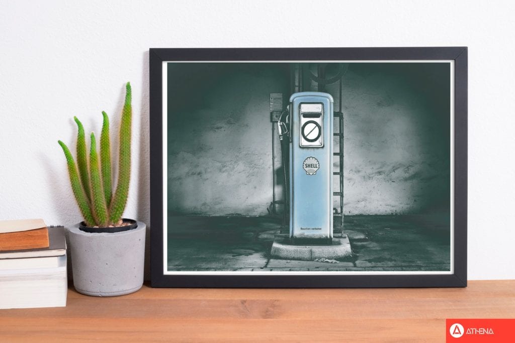 Little blue gas pump modern fine art print