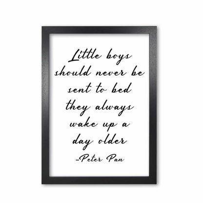 Little boys peter pan quote modern fine art print, framed childrens nursey wall art poster