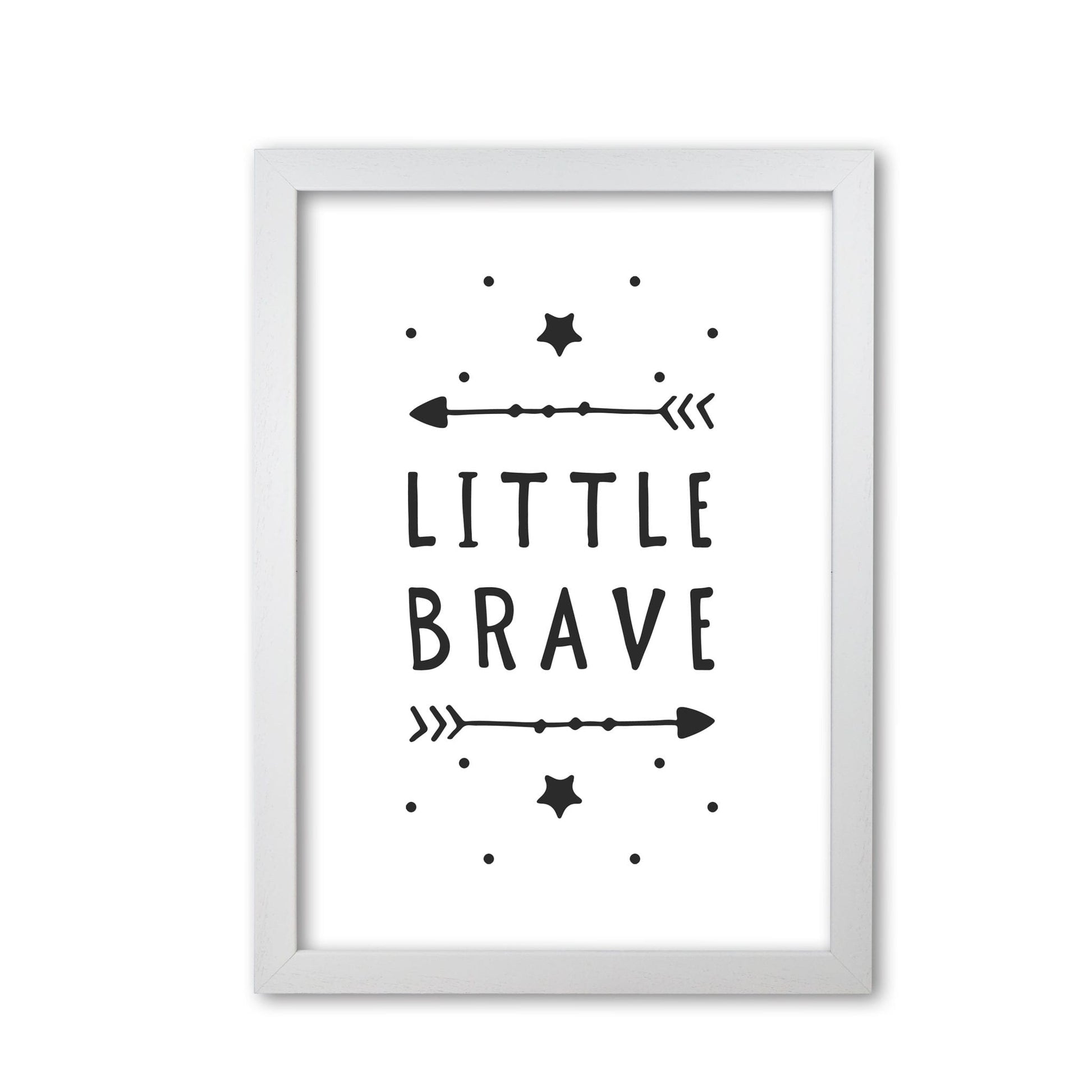 Little brave black modern fine art print, framed typography wall art