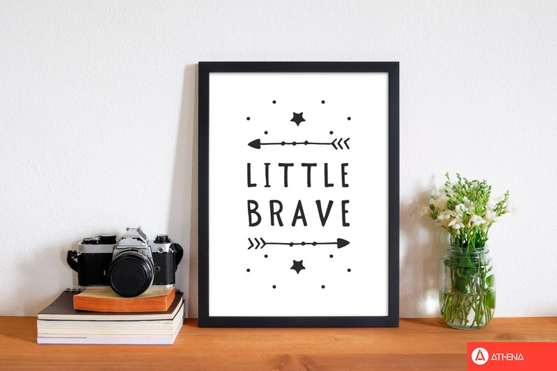Little brave black modern fine art print, framed typography wall art