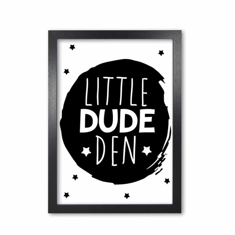 Little dude den black circle modern fine art print, framed childrens nursey wall art poster
