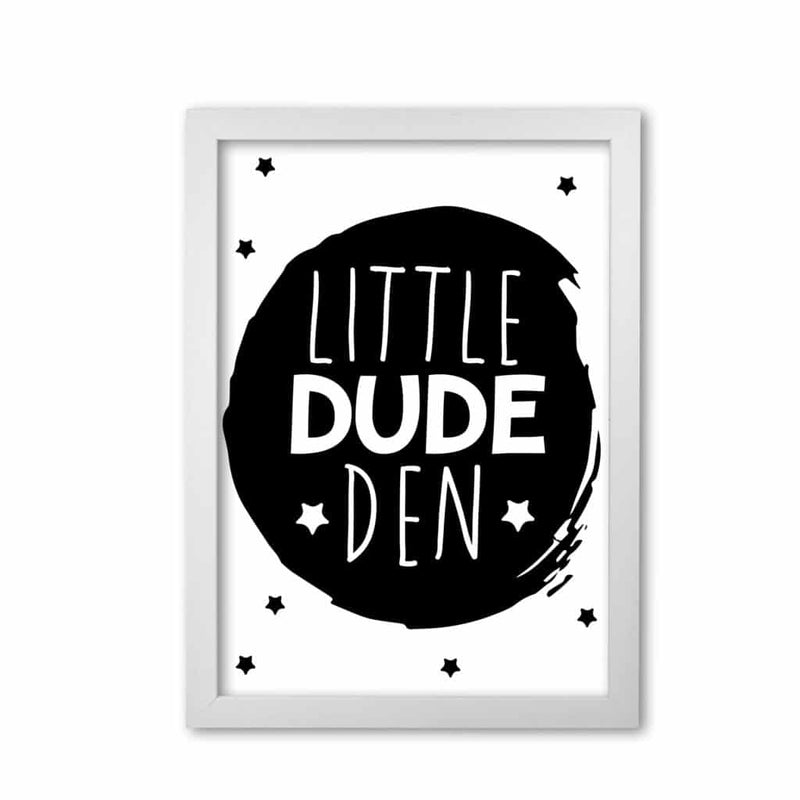Little dude den black circle modern fine art print, framed childrens nursey wall art poster