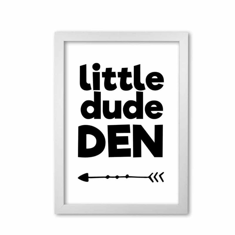 Little dude den black modern fine art print, framed childrens nursey wall art poster
