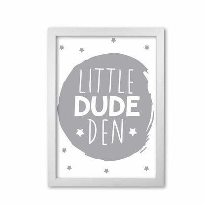 Little dude den grey circle modern fine art print, framed childrens nursey wall art poster