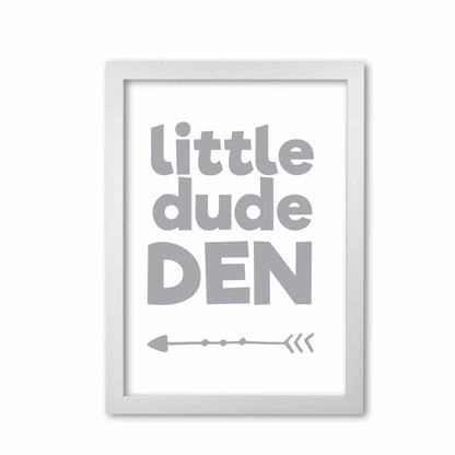 Little dude den grey modern fine art print, framed childrens nursey wall art poster