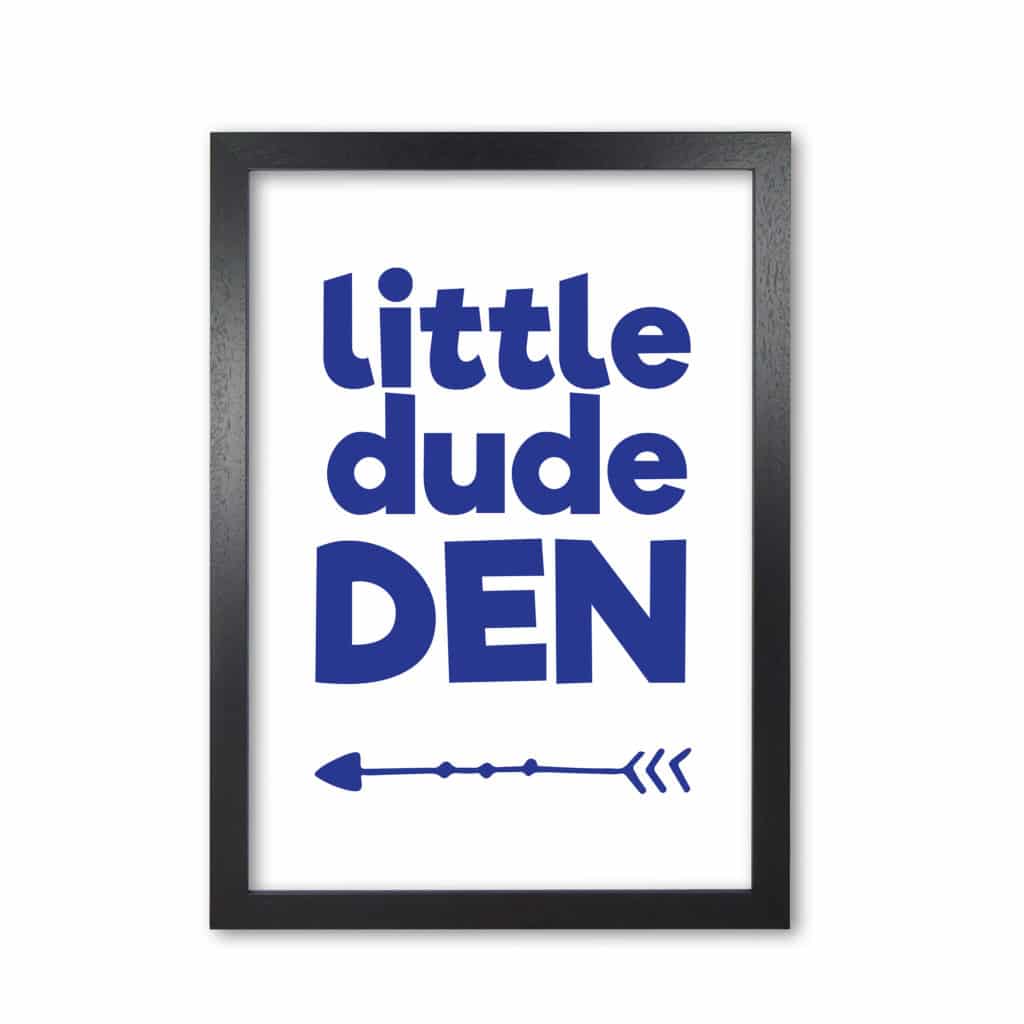 Little dude den navy modern fine art print, framed childrens nursey wall art poster