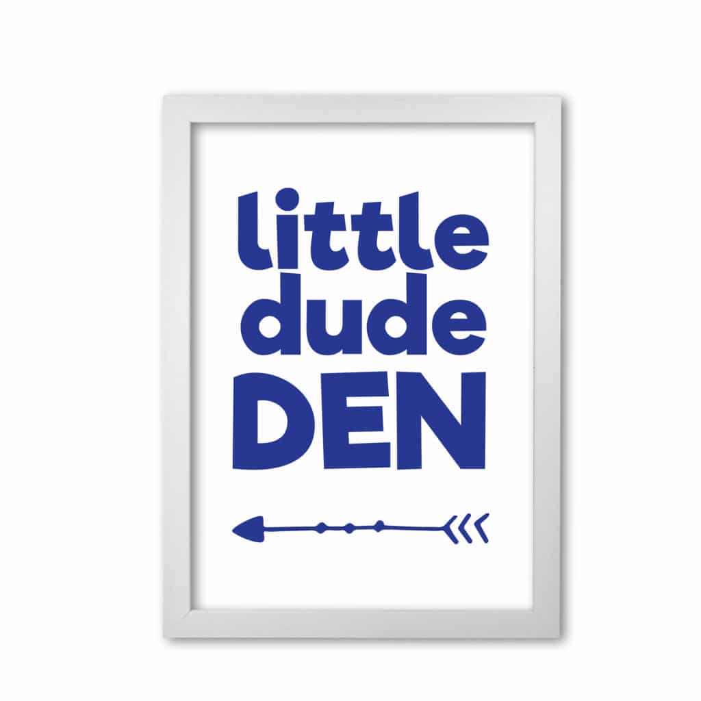 Little dude den navy modern fine art print, framed childrens nursey wall art poster