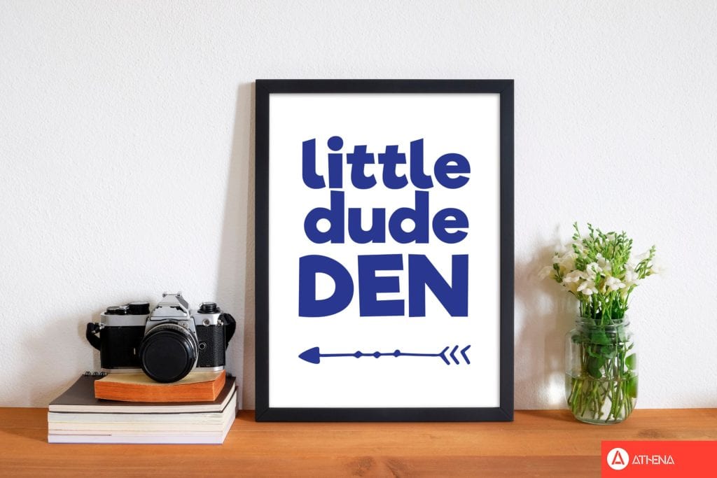 Little dude den navy modern fine art print, framed childrens nursey wall art poster